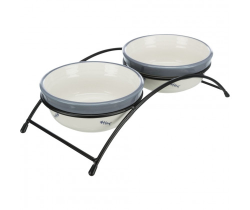 Две керамические миски на подставке для кошек Trixie Eat on Feet (Трикси) 12х12 см 2х300 мл