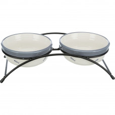 Две керамические миски на подставке для кошек Trixie Eat on Feet (Трикси) 12х12 см 2х300 мл