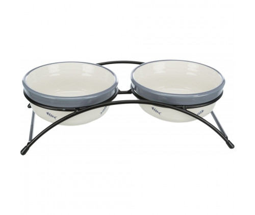Две керамические миски на подставке для кошек Trixie Eat on Feet (Трикси) 12х12 см 2х300 мл