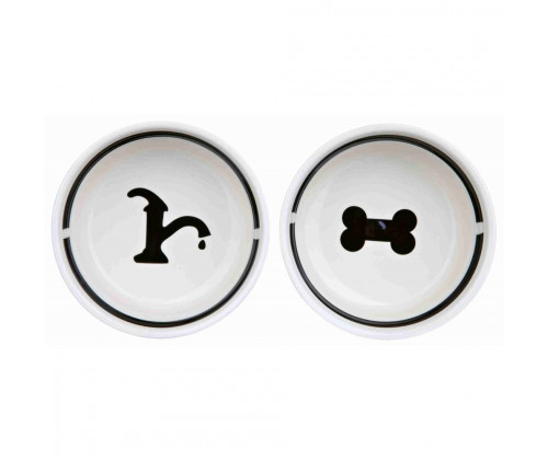 Две керамические миски на подставке для кошек и собак Trixie Eat on Feet (Трикси) 13х13 см 2х250 мл