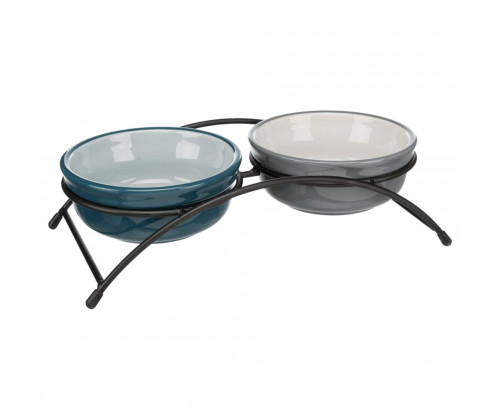 Две керамические миски на подставке для кошек и собак Trixie Eat on Feet (Трикси) 13х13 см 2х250 мл