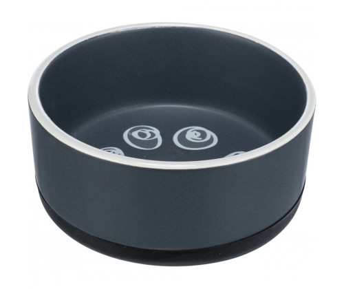 Миска для собак и котов Trixie Jimmy (Трикси) 0.75 л 16х16 см керамика на резиновой основе Черный с серым