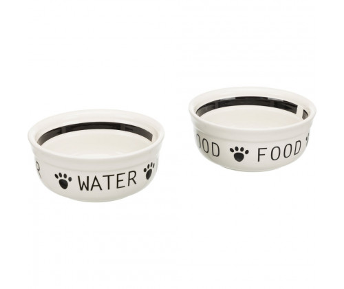 Две керамические миски на подставке для собак и кошек Trixie Eat on Feet (Трикси) 15х15 см 2х600 мл