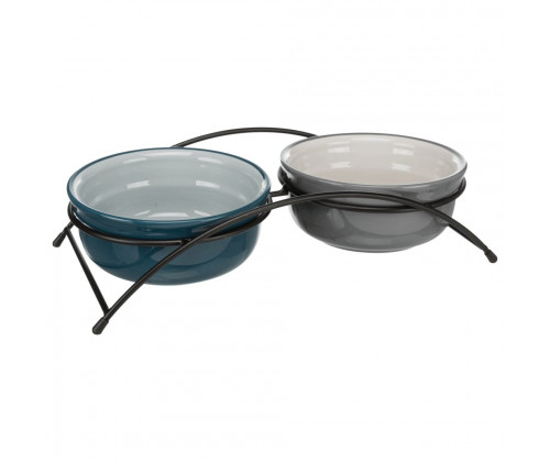 Две керамические миски на подставке для собак и кошек Trixie Eat on Feet (Трикси) 15х15 см 2х600 мл