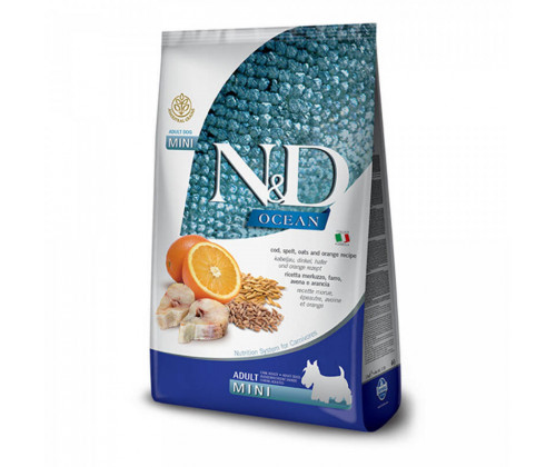 Farmina (Фармина) N&D Ocean Low Grain Adult Mini Треска Апельсин низкозерновой корм для собак мелких пород 7 кг