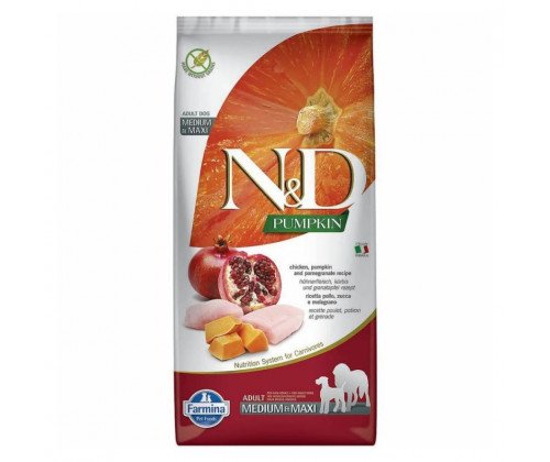 Farmina (Фармина) N&D Pumpkin Dog Chicken Pomegranate Adult Medium Maxi Курица Гранат корм для собак крупных