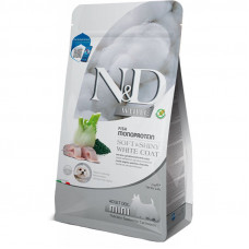 Farmina (Фармина) N&D WHITE Soft Shiny Coat Adult Mini Сибас Спирулина корм для мелких собак с белой шерстью