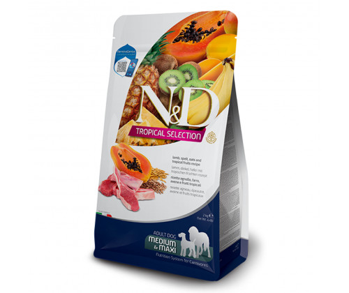 Farmina (Фармина) N&D Tropical Selection Adult Medium Maxi Ягненок Тропик Фрукты корм для собак крупных пород 10 кг