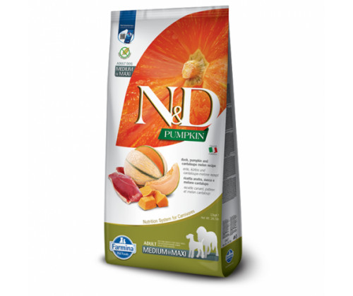 Farmina (Фармина) N&D Gгain Free Pumpkin Duck Cantaloupe Adult Medium Maxi Утка Дыня корм для собак крупных 12 кг