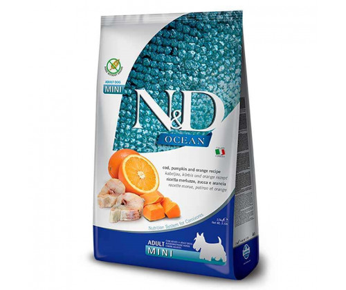 Farmina (Фармина) Ocean Grain Free Adult Mini Cod Pumpkin Orange Треска Апельсин корм для собак мелких пород 2.5 кг.