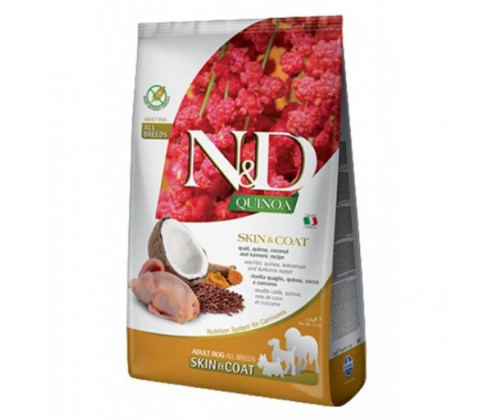 Farmina (Фармина) N&D Quinoa Skin Coat Adult Medium Maxi Перепел КиноаКокос корм для крупных собак при алергии 7 кг.