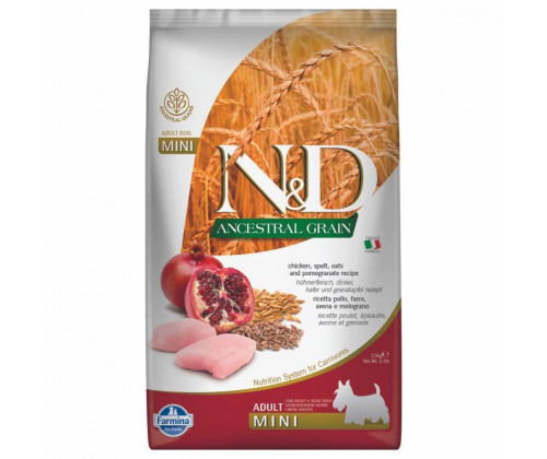 Farmina (Фармина) N&D Low Grain Dog Pomegranate Adult Mini Курица Гранат корм для собак мелких пород 7 кг