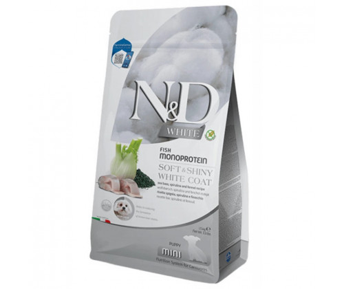Farmina (Фармина) N&D White Puppy Mini Сибас Спирулина Фенхель корм для щенков мини пород с белой шерстью 1.5 кг