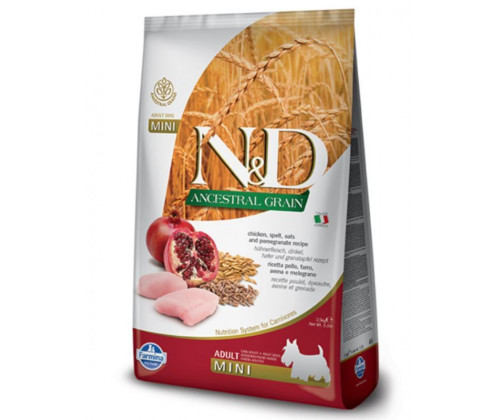 Farmina (Фармина) N&D Low Grain Dog Pomegranate Adult Mini Курица Гранат корм для собак мелких пород 2.5 кг.