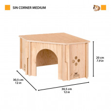 Угловой деревянный домик для кроликов Ferplast SIN CORNER (Ферпласт) 30.5х30.5х20 см