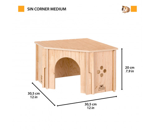 Угловой деревянный домик для кроликов Ferplast SIN CORNER (Ферпласт) 30.5х30.5х20 см