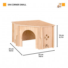 Угловой деревянный домик для кроликов Ferplast SIN CORNER (Ферпласт) 25х25х16 см