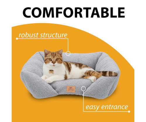 Лежак - диван для собак и кошек Pamper Bouclе (Ферпласт) 66х50х20 см - 60, Серый