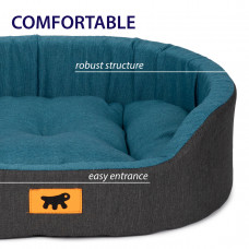 Лежак - кровать для собак и кошек Ferplast Dandy C Colour (Ферпласт Денди С Колор) 45 x 35 x h 13 cm - 45, Темно-Бирюзовый