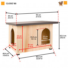 Будка деревянная для собак Ferplast Clickо (Ферпласт Клико) 95 x 65 x h 62.5 см - 80