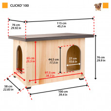 Будка деревянная для собак Ferplast Clickо (Ферпласт Клико) 121 x 78 x h 76 cм - 100