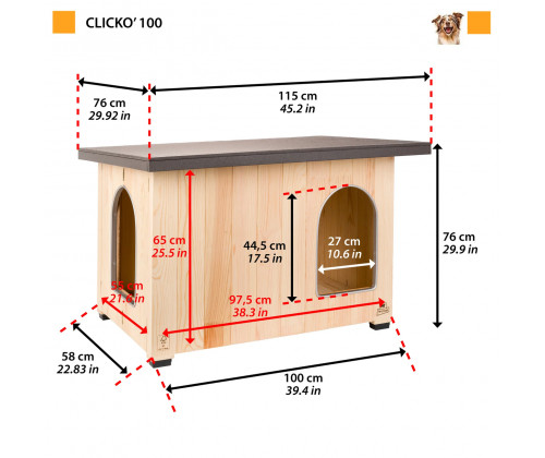 Будка деревянная для собак Ferplast Clickо (Ферпласт Клико) 121 x 78 x h 76 cм - 100