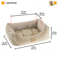 Діван - лежачик для котів і собак Ferplast Chester (Ферпласт Честер) 78 x 56 x h 22 см - CHESTER 80, Коричневий