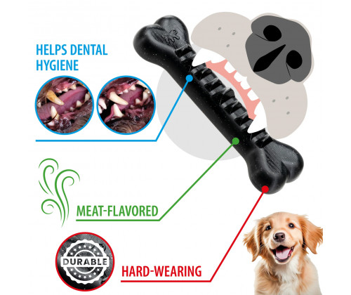 Жевательная игрушка кость с отверстиями для корма  для собак Ferplast Smile Bone (Ферпласт Смайл Бон) Черный