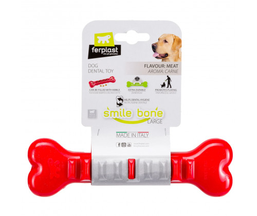Жевательная игрушка кость с отверстиями для корма  для собак Ferplast Smile Bone (Ферпласт Смайл Бон)