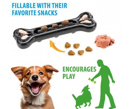 Жевательная игрушка кость с отверстиями для корма  для собак Ferplast Smile Bone (Ферпласт Смайл Бон) Черный