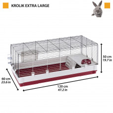 Клітка для кроликів і гризунів Ferplast Krolik (Ферпласт Кролик) 120 x 60 x 50 см - EXTRA LARGE, Бордовий