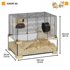 Стеклянная клетка для хомяков, мышей и грызунов Ferplast Karat (Ферпласт Карат) 59,5 x 39 x h 52,5 cm - KARAT 60