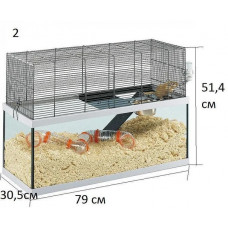 Стеклянная клетка для крыс, мышей и песчанок Ferplast Gabry (Ферпласт Гебри) 79 х 30,5 х h 51,4 см - 80