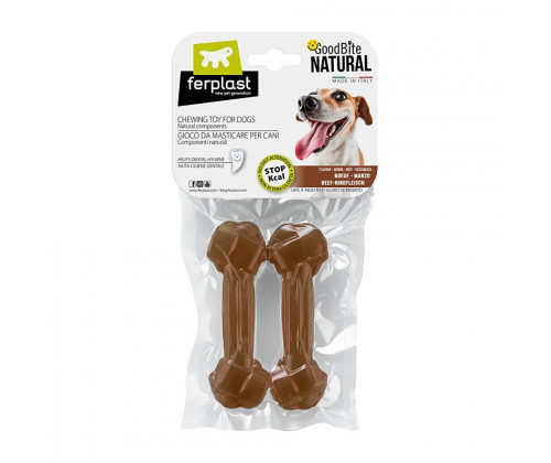 Жевательная косточка для собак с ароматом говядины Ferplast GoodBite Natural Beef (Ферпласт ГудБайт Нэчурал) S - 40 гр. х 2 шт. - 11 x 3,6 x h 1,7 cm