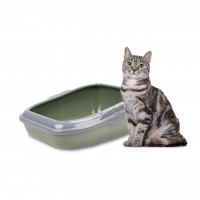 Туалет - лоток с фиксаторами для пакетов для котов Ferplast Moderna (Ферпласт Модерна) Темно-зеленый