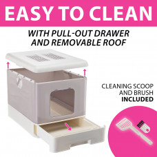 Закрытый туалет для кошек с фильтром Ferplast Sahara (Ферпласт Сахара) Розовый