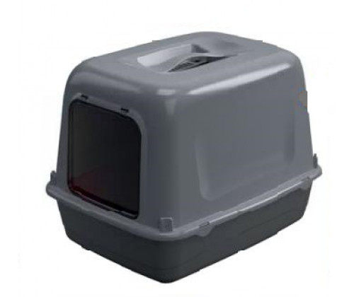 Закрытый туалет для кошек Ferplast Clear Cat 10 (Ферпласт Клиа Кет 10) Серо-черный