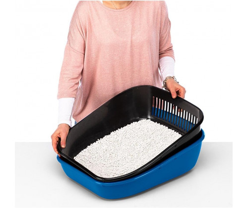 Лоток с двумя поддонами для кошек Ferplast Birba Basic Sanitized (Ферпласт Бирба Базик) Серый