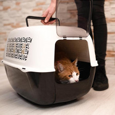 Закритий туалет для котів з орнаментом Ferplast Prima Decor (Ферпласт Прима Декор) Чорний