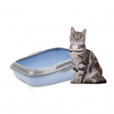 Туалет - лоток с фиксаторами для пакетов для котов Ferplast Moderna (Ферпласт Модерна) Голубой