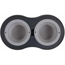 Містка подвійна на складній підставці для собак і котів Dexas Double Elevated Feed Feeder (Дексас Дабл Фідер) LARGE 600 мл - 21,6 х 41,3 х 3,8 см, Рожевий