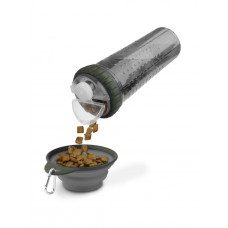 Дорожняя бутылка для собак и котов двойная для воды и корма или лакомств Dexas Snack DuO  (Дексас Снек Дуо) Пурпурная