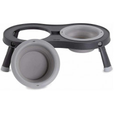 Містка подвійна на складній підставці для собак і котів Dexas Double Elevated Feed Feeder (Дексас Дабл Фідер) LARGE 600 мл - 21,6 х 41,3 х 3,8 см, Рожевий