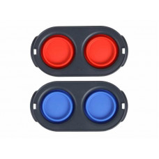 Подвійна складана миска для собак і котів Dexas Collapsible Pet Feeder (Дексас Пет Фідер) 17х17х4 см — 600 мл, Синій