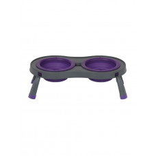 Миска двойная на складной подставке для собак и кошек Dexas Double Elevated Feeder (Дексас Дабл Фидер) SMALL 240 мл - 17,8х33х3,5 см., Пурпурный