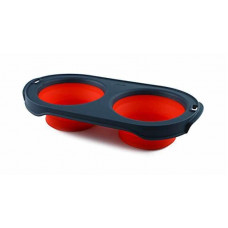 Подвійна складана миска для собак і котів Dexas Collapsible Pet Feeder (Дексас Пет Фідер) 17х17х4 см — 600 мл, Червоний