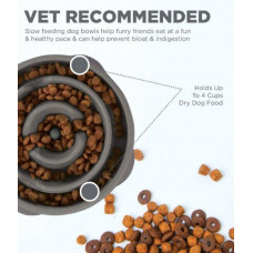 Миска лабіринт для повільного годування собак Outward Hound Fun Feeder Drop (Аутвард Хаунд Фан Фідер Дроп) Середній 22.5 х 7 см — Сірий