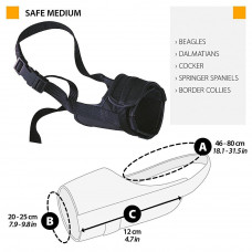Регульований намордник з м'якою підкладкою Ferplast Safe (Ферпласт Сейф) MEDIUM - A: 4665 cm - B: 20ower25 cm - C: 12 cm