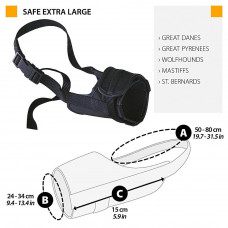 Регульований намордник з м'якою підкладкою Ferplast Safe (Ферпласт Сейф) EXTRA LARGE - A: 507280 cm - B: 24PATH34 cm - C: 15 cm