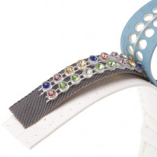 Кошійник з еко шкіри зі стразами для собак Ferplast Lux C (Ферпласт Люкс С) A: 28 см - B: 15 mm - LUX C15/28, Голубий